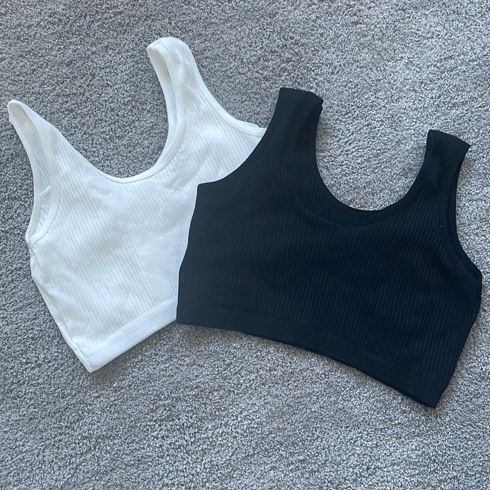 EC Shein Black and White Crop Cotton Crop Tops - Size XS